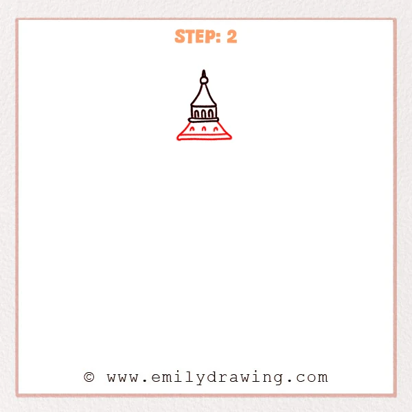 how to draw a big ben - Step 2: A trapezoid roof layer is added beneath the spire of Big Ben.